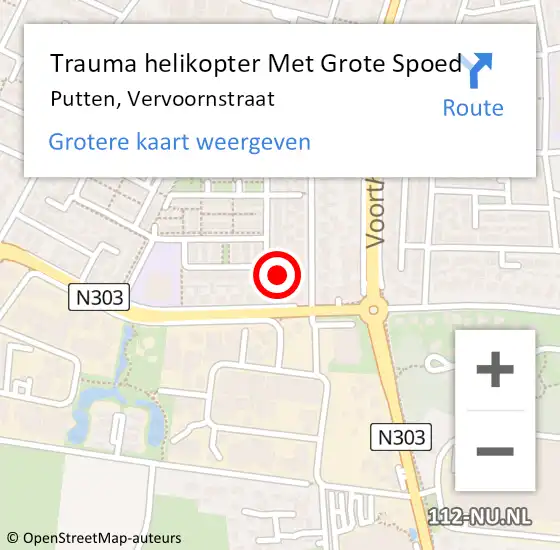 Locatie op kaart van de 112 melding: Trauma helikopter Met Grote Spoed Naar Putten, Vervoornstraat op 16 oktober 2023 23:34