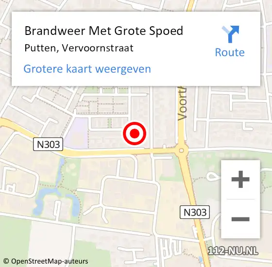 Locatie op kaart van de 112 melding: Brandweer Met Grote Spoed Naar Putten, Vervoornstraat op 16 oktober 2023 23:55