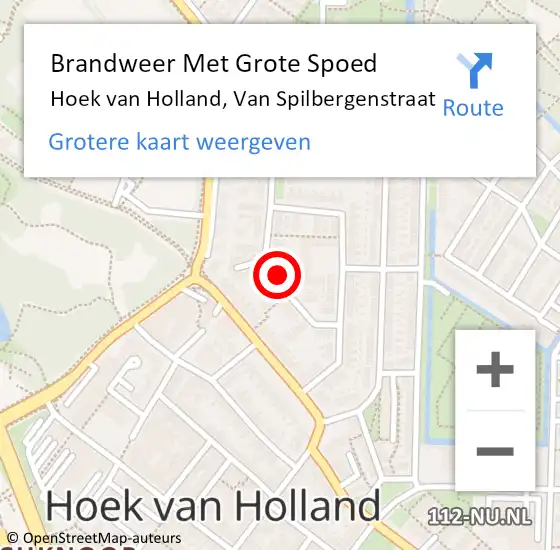 Locatie op kaart van de 112 melding: Brandweer Met Grote Spoed Naar Hoek van Holland, Van Spilbergenstraat op 17 oktober 2023 00:25