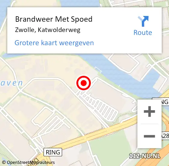 Locatie op kaart van de 112 melding: Brandweer Met Spoed Naar Zwolle, Katwolderweg op 17 oktober 2023 01:57