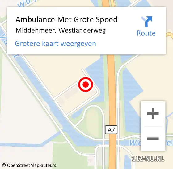 Locatie op kaart van de 112 melding: Ambulance Met Grote Spoed Naar Middenmeer, Westlanderweg op 17 oktober 2023 04:32