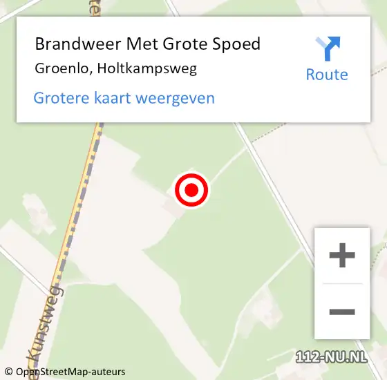 Locatie op kaart van de 112 melding: Brandweer Met Grote Spoed Naar Groenlo, Holtkampsweg op 17 oktober 2023 04:44