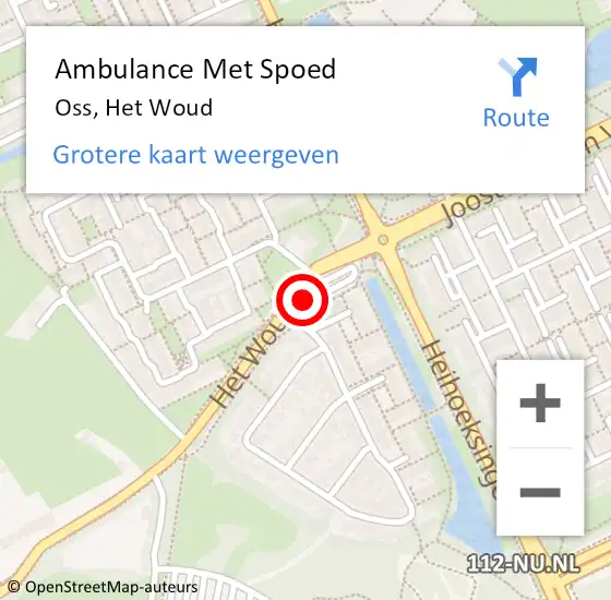 Locatie op kaart van de 112 melding: Ambulance Met Spoed Naar Oss, Het Woud op 11 september 2014 20:12