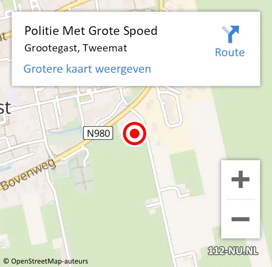 Locatie op kaart van de 112 melding: Politie Met Grote Spoed Naar Grootegast, Tweemat op 17 oktober 2023 05:44