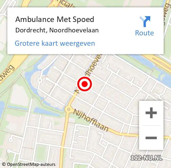 Locatie op kaart van de 112 melding: Ambulance Met Spoed Naar Dordrecht, Noordhoevelaan op 17 oktober 2023 05:58