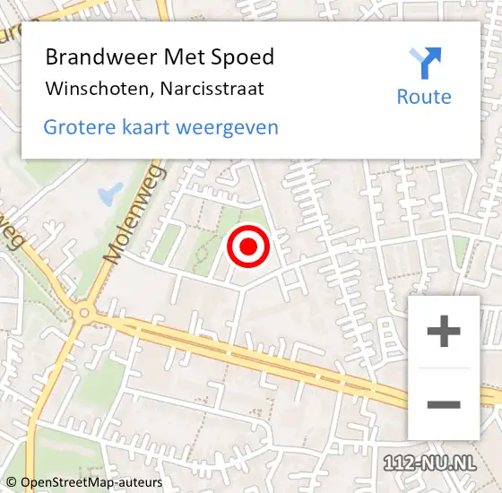 Locatie op kaart van de 112 melding: Brandweer Met Spoed Naar Winschoten, Narcisstraat op 11 september 2014 20:14