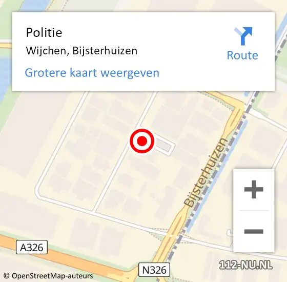 Locatie op kaart van de 112 melding: Politie Wijchen, Bijsterhuizen op 17 oktober 2023 06:36