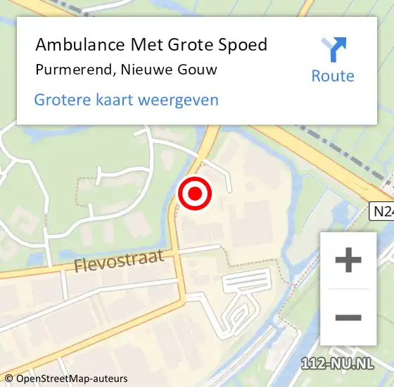 Locatie op kaart van de 112 melding: Ambulance Met Grote Spoed Naar Purmerend, Nieuwe Gouw op 17 oktober 2023 07:41