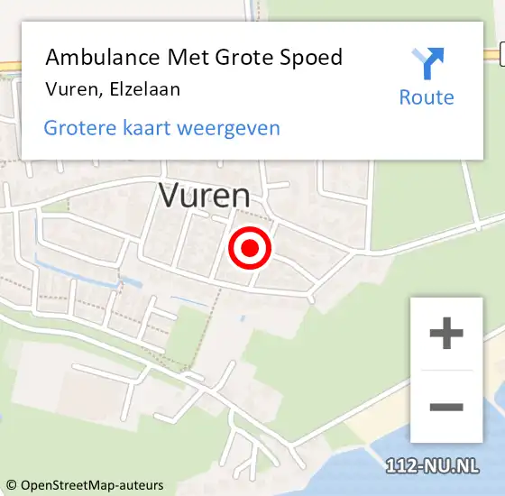 Locatie op kaart van de 112 melding: Ambulance Met Grote Spoed Naar Vuren, Elzelaan op 17 oktober 2023 08:08