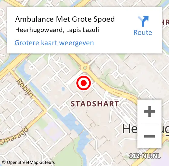 Locatie op kaart van de 112 melding: Ambulance Met Grote Spoed Naar Heerhugowaard, Lapis Lazuli op 17 oktober 2023 08:36