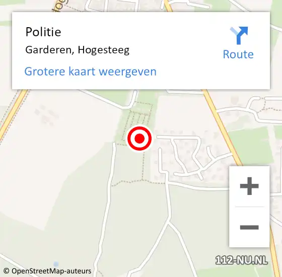 Locatie op kaart van de 112 melding: Politie Garderen, Hogesteeg op 17 oktober 2023 08:36