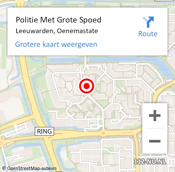 Locatie op kaart van de 112 melding: Politie Met Grote Spoed Naar Leeuwarden, Oenemastate op 17 oktober 2023 08:42