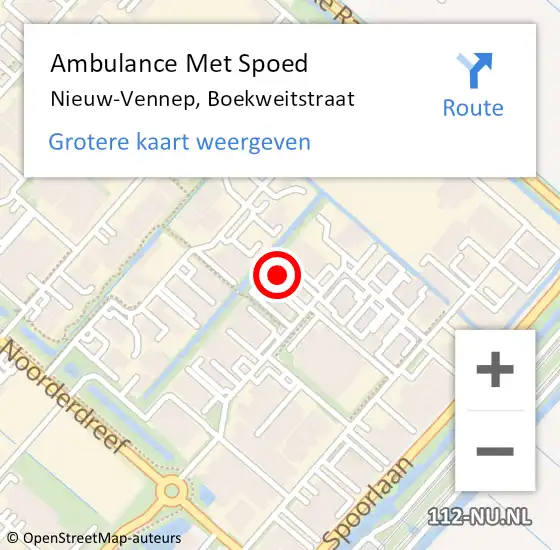 Locatie op kaart van de 112 melding: Ambulance Met Spoed Naar Nieuw-Vennep, Boekweitstraat op 17 oktober 2023 08:57