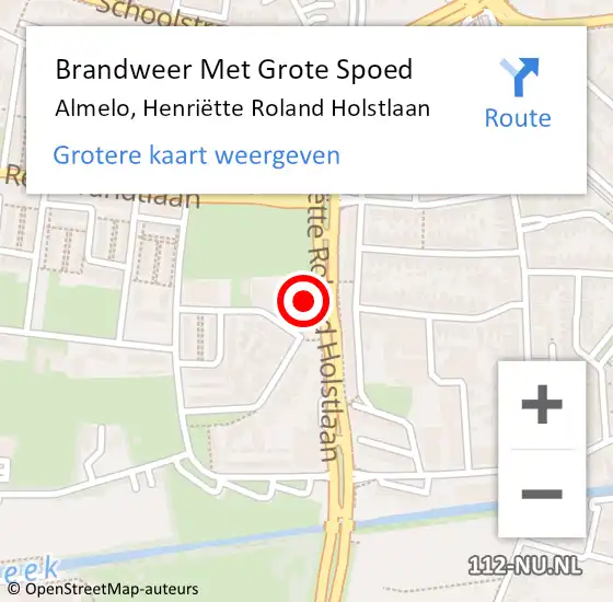 Locatie op kaart van de 112 melding: Brandweer Met Grote Spoed Naar Almelo, Henriëtte Roland Holstlaan op 17 oktober 2023 09:33