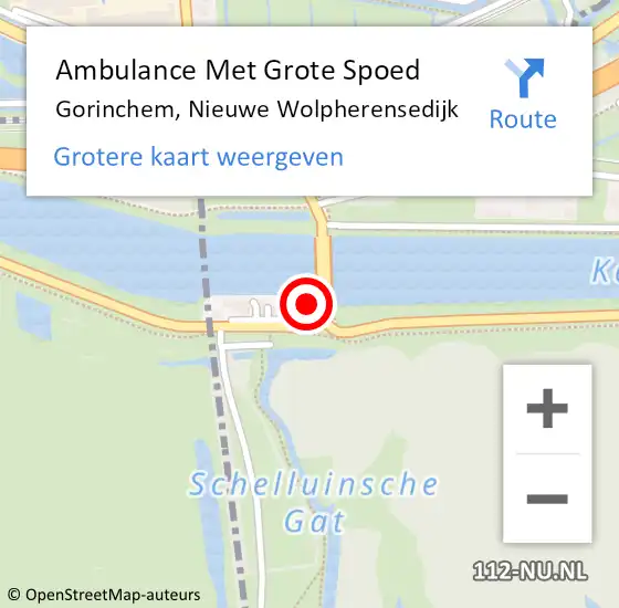 Locatie op kaart van de 112 melding: Ambulance Met Grote Spoed Naar Gorinchem, Nieuwe Wolpherensedijk op 17 oktober 2023 09:38