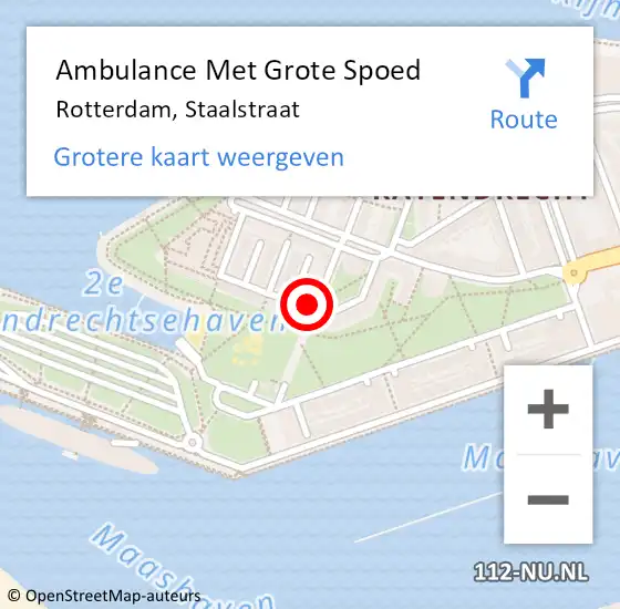 Locatie op kaart van de 112 melding: Ambulance Met Grote Spoed Naar Rotterdam, Staalstraat op 17 oktober 2023 09:54