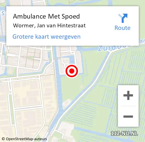 Locatie op kaart van de 112 melding: Ambulance Met Spoed Naar Wormer, Jan van Hintestraat op 17 oktober 2023 09:56