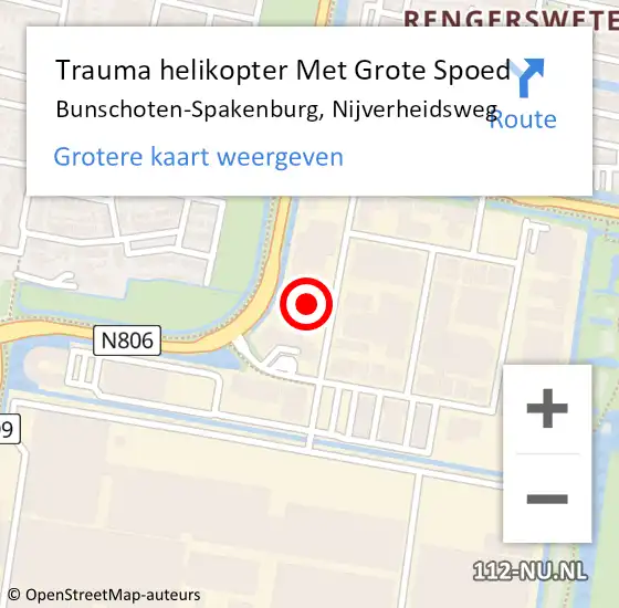 Locatie op kaart van de 112 melding: Trauma helikopter Met Grote Spoed Naar Bunschoten-Spakenburg, Nijverheidsweg op 17 oktober 2023 10:03