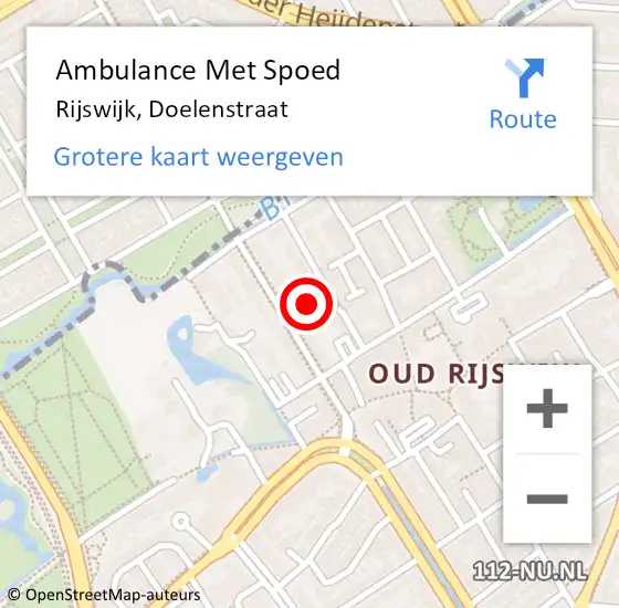 Locatie op kaart van de 112 melding: Ambulance Met Spoed Naar Rijswijk, Doelenstraat op 17 oktober 2023 10:04