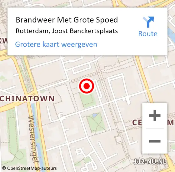 Locatie op kaart van de 112 melding: Brandweer Met Grote Spoed Naar Rotterdam, Joost Banckertsplaats op 17 oktober 2023 10:04