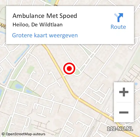 Locatie op kaart van de 112 melding: Ambulance Met Spoed Naar Heiloo, De Wildtlaan op 17 oktober 2023 10:14