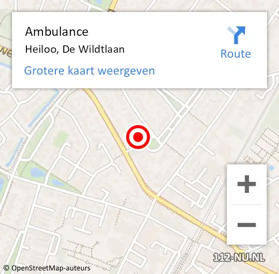 Locatie op kaart van de 112 melding: Ambulance Heiloo, De Wildtlaan op 17 oktober 2023 10:15