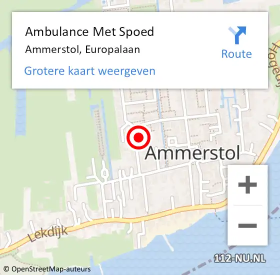 Locatie op kaart van de 112 melding: Ambulance Met Spoed Naar Ammerstol, Europalaan op 17 oktober 2023 10:21