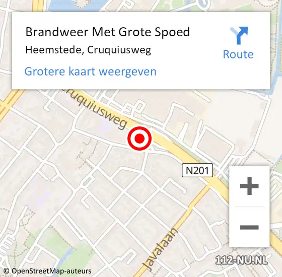 Locatie op kaart van de 112 melding: Brandweer Met Grote Spoed Naar Heemstede, Cruquiusweg op 17 oktober 2023 10:28