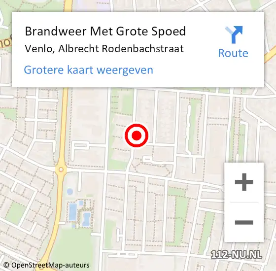 Locatie op kaart van de 112 melding: Brandweer Met Grote Spoed Naar Venlo, Albrecht Rodenbachstraat op 17 oktober 2023 10:58