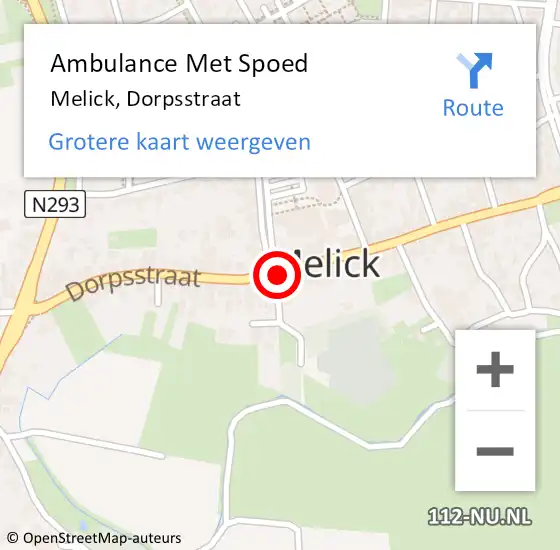 Locatie op kaart van de 112 melding: Ambulance Met Spoed Naar Melick, Dorpsstraat op 17 oktober 2023 11:03