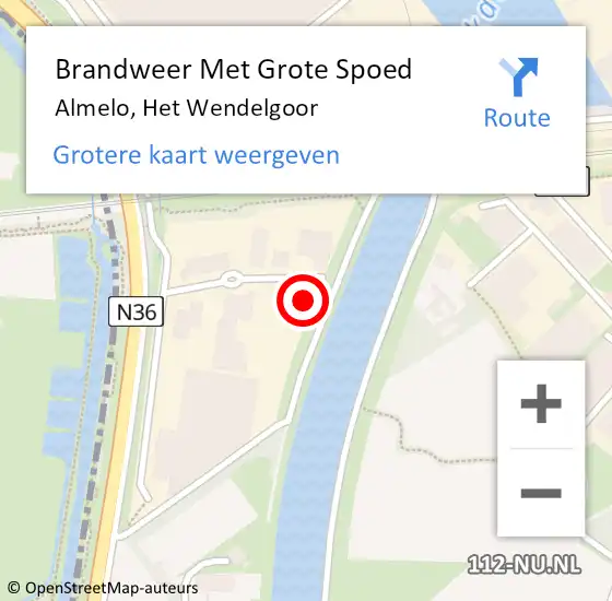 Locatie op kaart van de 112 melding: Brandweer Met Grote Spoed Naar Almelo, Het Wendelgoor op 17 oktober 2023 11:22