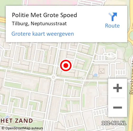 Locatie op kaart van de 112 melding: Politie Met Grote Spoed Naar Tilburg, Neptunusstraat op 17 oktober 2023 11:51