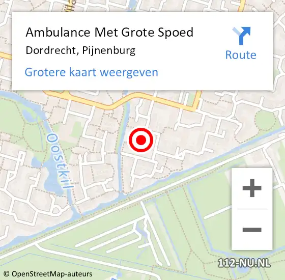 Locatie op kaart van de 112 melding: Ambulance Met Grote Spoed Naar Dordrecht, Pijnenburg op 17 oktober 2023 11:54