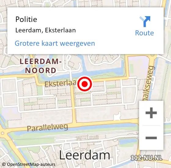 Locatie op kaart van de 112 melding: Politie Leerdam, Eksterlaan op 17 oktober 2023 11:55