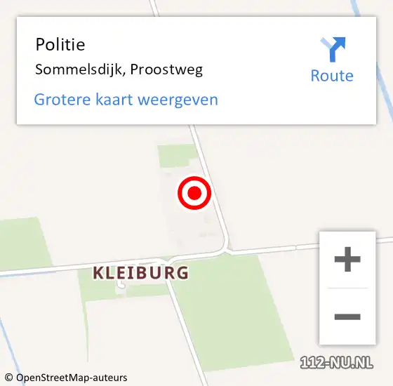 Locatie op kaart van de 112 melding: Politie Sommelsdijk, Proostweg op 17 oktober 2023 11:59