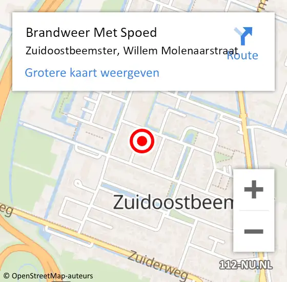 Locatie op kaart van de 112 melding: Brandweer Met Spoed Naar Zuidoostbeemster, Willem Molenaarstraat op 17 oktober 2023 12:06