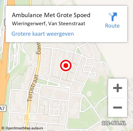 Locatie op kaart van de 112 melding: Ambulance Met Grote Spoed Naar Wieringerwerf, Van Steenstraat op 17 oktober 2023 12:07