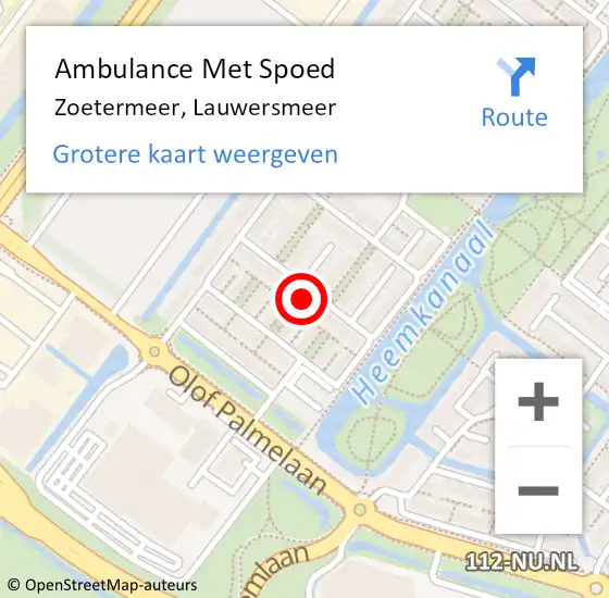 Locatie op kaart van de 112 melding: Ambulance Met Spoed Naar Zoetermeer, Lauwersmeer op 17 oktober 2023 12:18