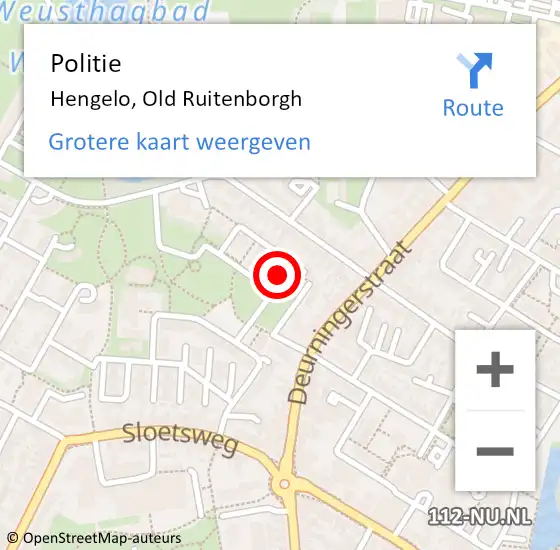 Locatie op kaart van de 112 melding: Politie Hengelo, Old Ruitenborgh op 17 oktober 2023 12:22