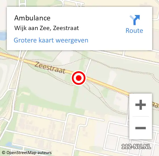 Locatie op kaart van de 112 melding: Ambulance Wijk aan Zee, Zeestraat op 17 oktober 2023 12:54