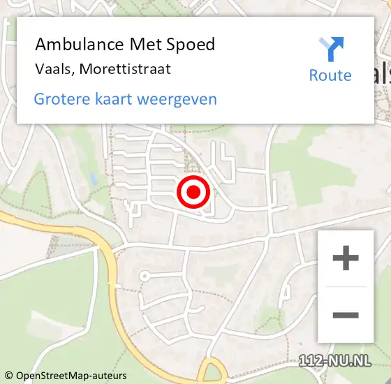 Locatie op kaart van de 112 melding: Ambulance Met Spoed Naar Vaals, Morettistraat op 11 september 2014 21:17