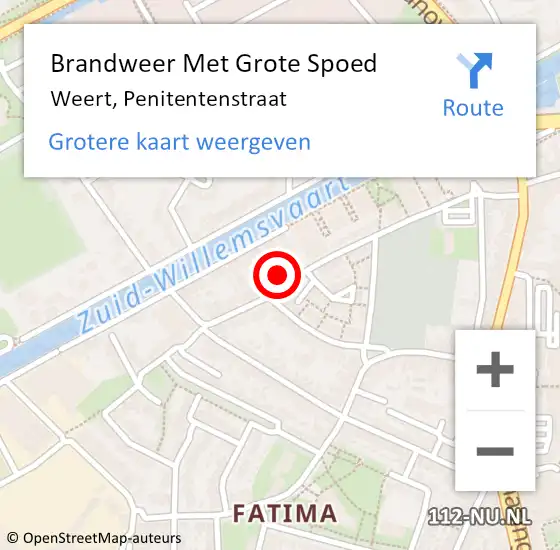 Locatie op kaart van de 112 melding: Brandweer Met Grote Spoed Naar Weert, Penitentenstraat op 17 oktober 2023 13:19