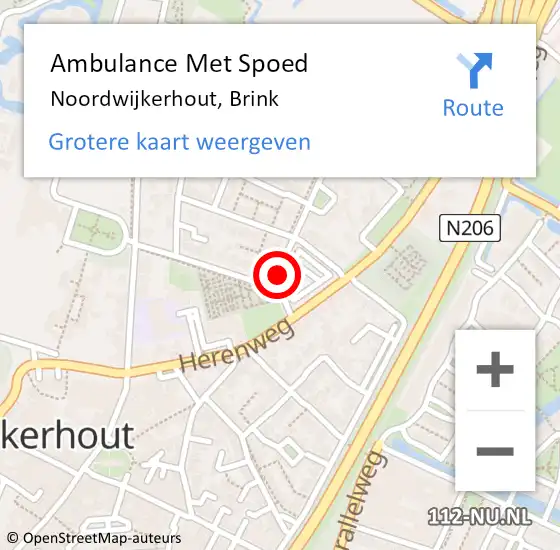 Locatie op kaart van de 112 melding: Ambulance Met Spoed Naar Noordwijkerhout, Brink op 11 september 2014 21:20