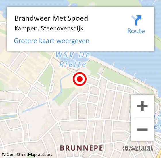 Locatie op kaart van de 112 melding: Brandweer Met Spoed Naar Kampen, Steenovensdijk op 17 oktober 2023 13:45