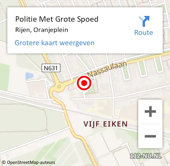 Locatie op kaart van de 112 melding: Politie Met Grote Spoed Naar Rijen, Oranjeplein op 17 oktober 2023 13:45