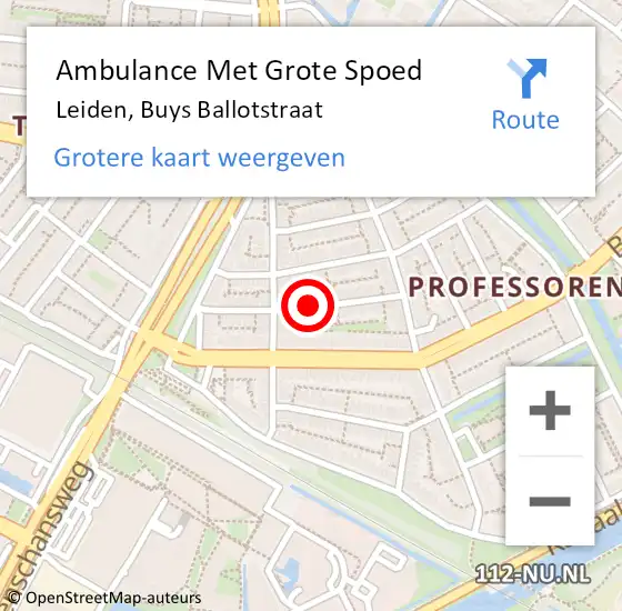 Locatie op kaart van de 112 melding: Ambulance Met Grote Spoed Naar Leiden, Buys Ballotstraat op 17 oktober 2023 13:52