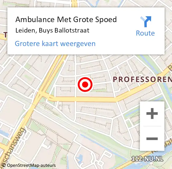 Locatie op kaart van de 112 melding: Ambulance Met Grote Spoed Naar Leiden, Buys Ballotstraat op 17 oktober 2023 14:04