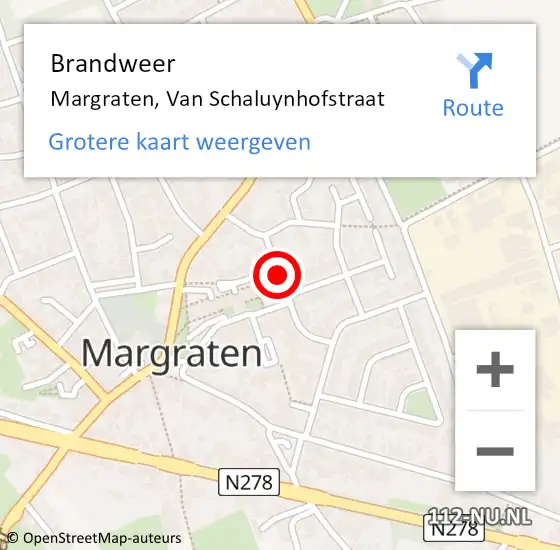 Locatie op kaart van de 112 melding: Brandweer Margraten, Van Schaluynhofstraat op 11 september 2014 21:26