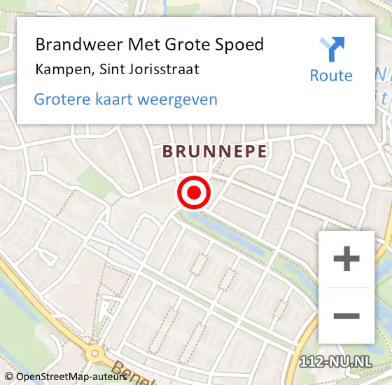 Locatie op kaart van de 112 melding: Brandweer Met Grote Spoed Naar Kampen, Sint Jorisstraat op 17 oktober 2023 14:08