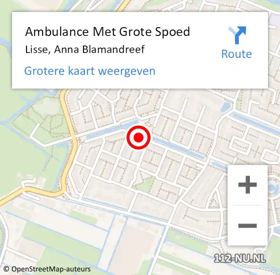 Locatie op kaart van de 112 melding: Ambulance Met Grote Spoed Naar Lisse, Anna Blamandreef op 17 oktober 2023 14:17
